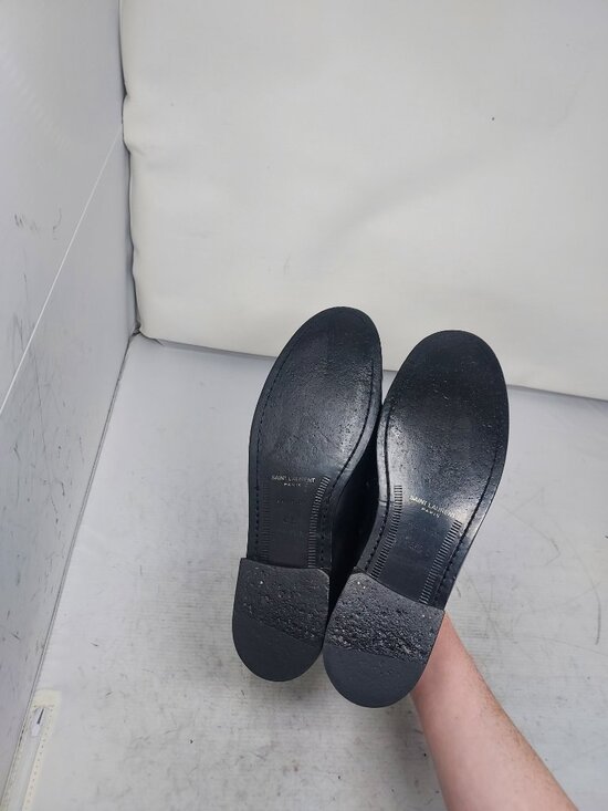YSL Yves Saint Laurent MENS Black Logo Penny Patent Loafer Shoe main image 12